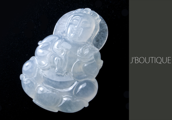 ミャンマー産天然無処理翡翠 仏像 ペンダント 微緑