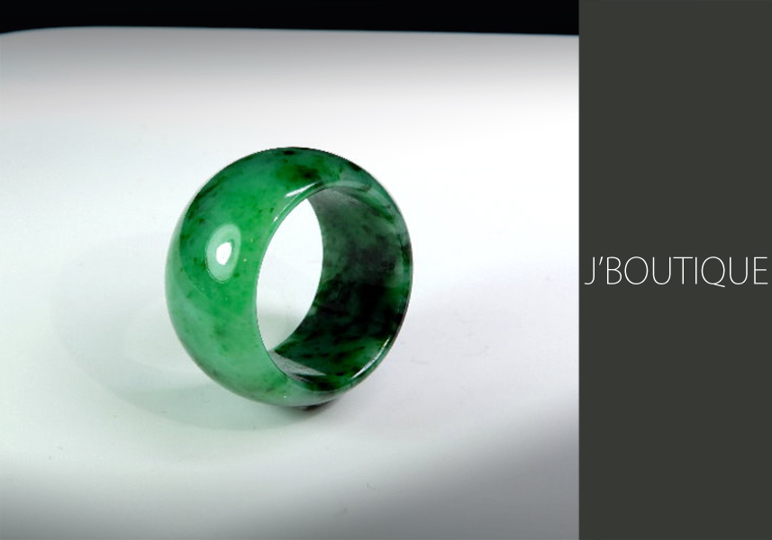 ミャンマー産天然無処理翡翠 くりぬきリング 指輪 明緑 濃緑 墨翠