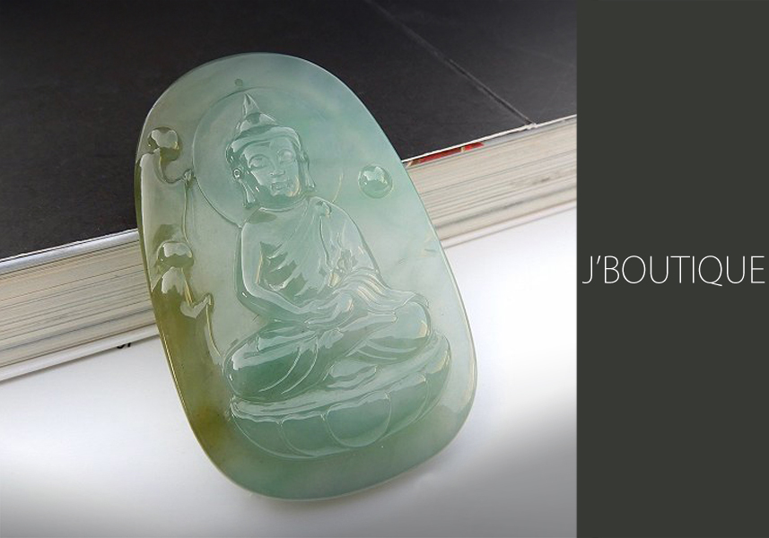 ミャンマー翡翠仏像 ミャンマー産天然無処理翡翠 仏像 観音様 ペンダント 手石