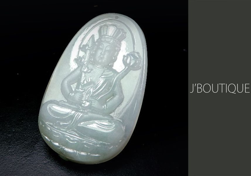 高級天然冰種翡翠 仏像モチーフジュエリーセット 銀製装飾付 精工細作 宗教美術品 鉱主jb 天然無処理翡翠 仏像 ペンダント 手石 白冰 お守り 15507