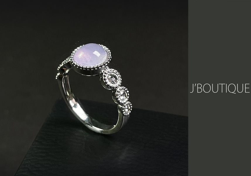 翡翠 ジュエリー リング 指輪 薄ラベンダー 冰 K18 ホワイトゴールド ダイヤモンド