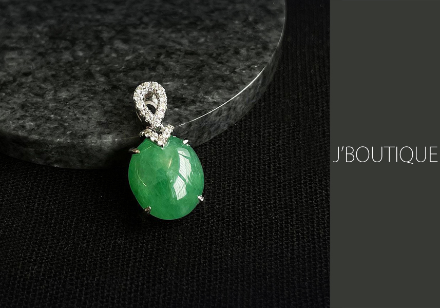 ミャンマー産天然無処理翡翠 ジュエリー ペンダント 翠緑 冰 K18