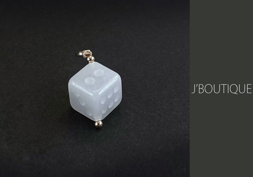 翡翠 サイコロ ジュエリー ペンダント 微ラベンダー オフホワイト 冰糯 K18 ローズゴールド ダイヤモンド