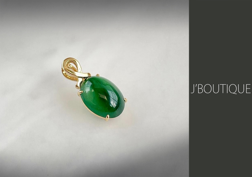 最終セール！G064ミャンマーAジェイド本翡翠　K18氷種ペンタンド ミャンマー産天然本翡翠 A貨 K18トップ 氷緑色 ペンダント 鑑定書付