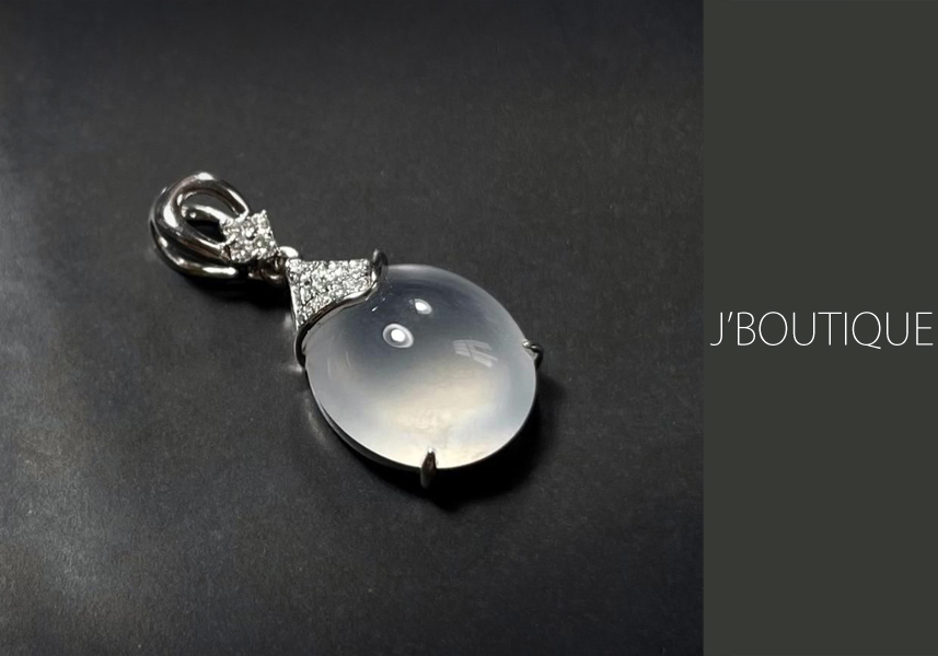 ミャンマー産天然無処理翡翠 ジュエリー ペンダント ホワイト 玻璃冰