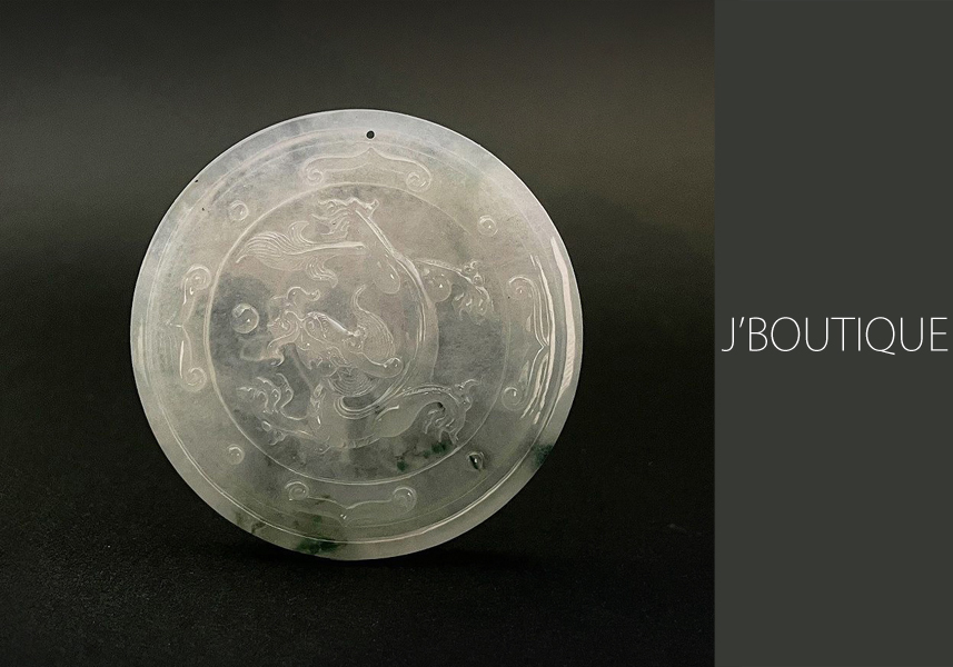 ミャンマー産天然無処理翡翠 馬 ドラゴン 龍 オーナメント 手石