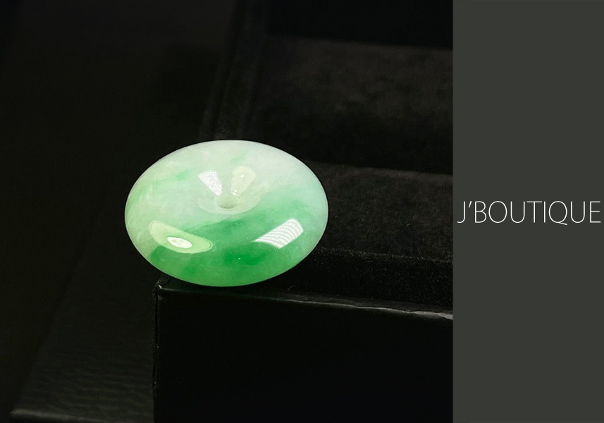 ミャンマー産天然無処理翡翠 ボタン ドーナツ ペンダント 手石