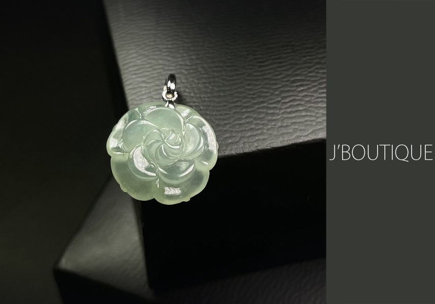 ミャンマー産天然無処理翡翠 ローズ ペンダント オーナメント 微緑 冰