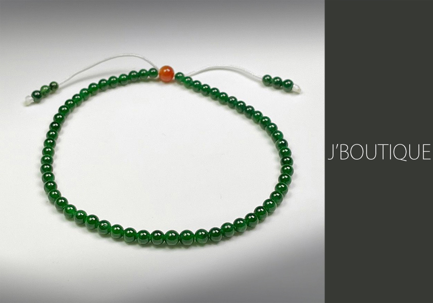 ミャンマー産天然無処理翡翠 ビーズ ブレスレット 艶緑