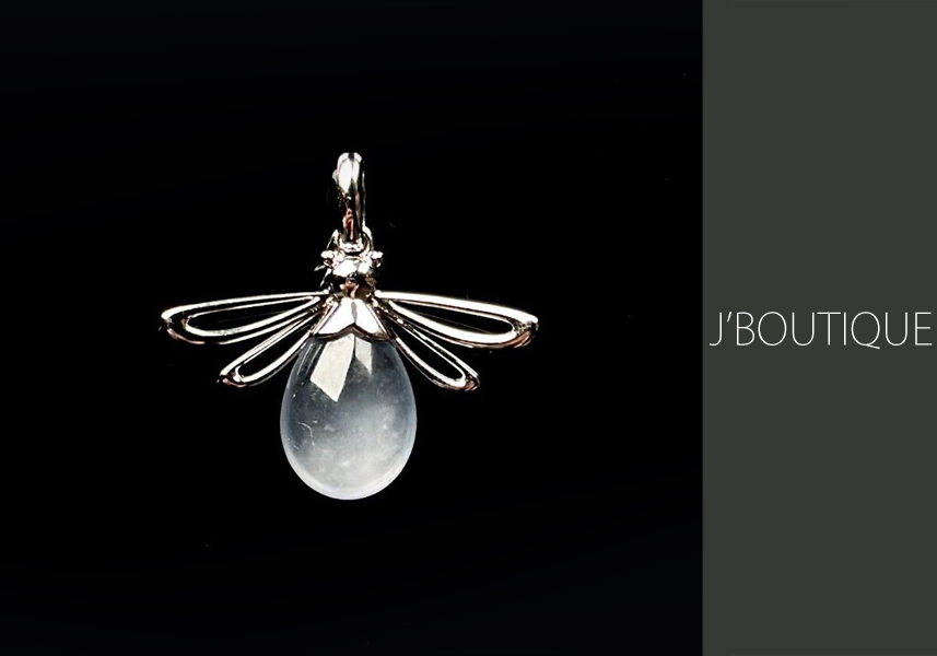 翡翠 ホタル 蛍 ジュエリー ペンダント ホワイト 玻璃冰 K18 ホワイトゴールド