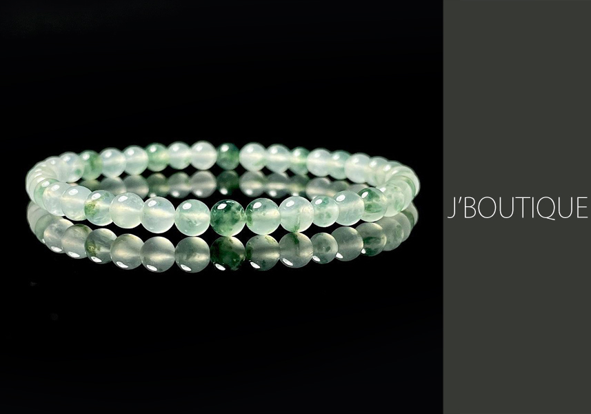 翡翠 ビーズ ブレスレット ホワイト 濃緑 冰