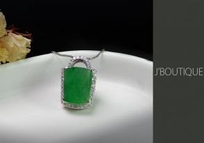 ミャンマー産天然無処理翡翠 ジュエリー ペンダント 明緑 冰 K18 ホワイトゴールド ダイヤモンド