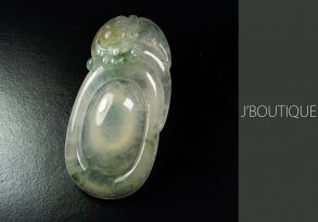 A-Grade Natural Myanmar Icy White, Green and Yellow Jadeite Jade Divine Animal Pendant / Handstone