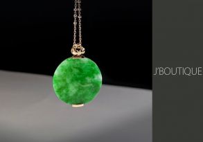 ミャンマー産天然無処理翡翠 プレート ジュエリー ペンダント 艶緑 薄緑 K18 ローズゴールド
