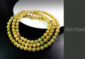 A-Grade Natural Myanmar Yellow and Green Jadeite Jade Beads Necklace