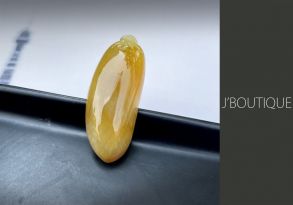 ミャンマー産天然無処理翡翠 福瓜 吉祥 ペンダント 手石 インテリア 黄翡 冰