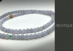 A-Grade Natural Myanmar Icy Pale Lavender Jadeite Jade Beads Necklace