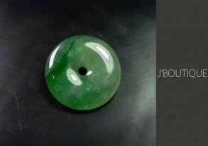 A-Grade Natural Myanmar Pale and Bright Green Jadeite Jade Donuts Pendant / Handstone