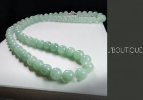 A-Grade Natural Myanmar Pale Apple Green Jadeite Jade Beads Neclace