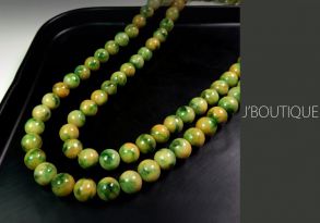 A-Grade Natural Myanmar Yellow and Deep Green Jadeite Jade Beads Necklace