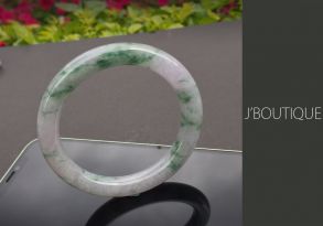 A-Grade Natural Myanmar Pale Lavender, White and Deep Green Jadeite Jade Bangle