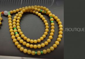 A-Grade Natural Myanmar Yellow Jadeite Jade Beads Necklace