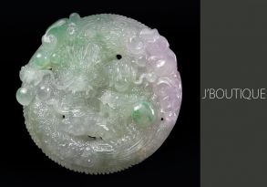 A-Grade Natural Myanmar Icy White and Pale Green Jadeite Jade Dragon Ornament / Handstone