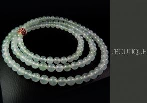 A-Grade Natural Myanmar Icy Pale Blue Green Jadeite Jade Beads Necklace