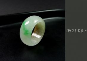 A-Grade Natural Myanmar Icy Off White and Pale Bright Green Jadeite Jade Ring / Pendant