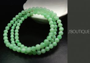 A-Grade Natural Myanmar Icy Pale Apple Green Jadeite Jade Beads Necklace