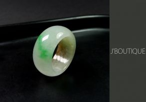 A-Grade Natural Myanmar Icy Off White and Bright Green Jadeite Jade Ring / Pendant