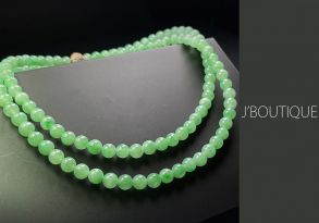 A-Grade Natural Myanmar Icy Pale Apple Green Jadeite Jade Beads Necklace