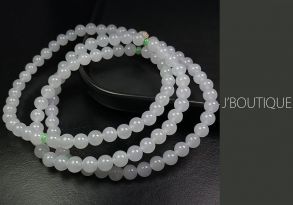 A-Grade Natural Myanmar Icy White Jadeite Jade Beads Neclace