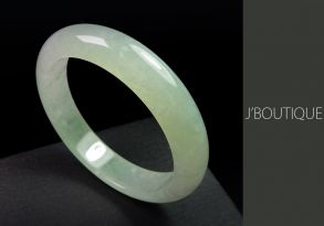 A-Grade Natural Myanmar Icy Pale Green and Off White Jadeite Jade Bangle