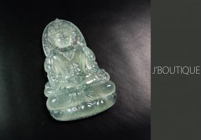 ミャンマー産天然無処理翡翠 仏像 菩薩様 ペンダント インテリア 手石 ホワイト 玻璃冰