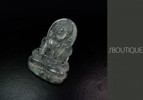 ミャンマー産天然無処理翡翠 仏像 度母 菩薩 ペンダント 手石 インテリア ホワイト 玻璃冰