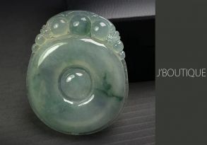 A-Grade Natural Myanmar Icy Pale Blue Green Jadeite Jade Goodluck Shellfish Ornament / Handstone