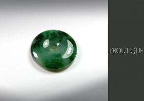 ミャンマー産天然無処理翡翠 丸 ボタン ペンダント 手石 オーナメント 明緑 濃緑