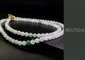 A-Grade Natural Myanmar Icy White, Pale Green and Pale Yellow Jadeite Jade Beads Necklace