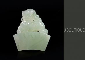 A-Grade Natural Myanmar Icy Off White and Pale Green Jadeite Jade Dragon Ornament / Handstone