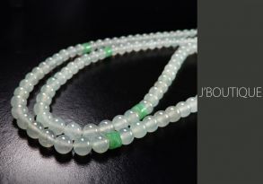 A-Grade Natural Myanmar Icy Transparent White and Pale Blue Green Jadeite Jade Beads Necklace