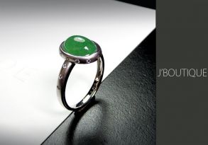 ミャンマー産天然無処理翡翠 ジュエリー リング 指輪 明緑 冰 K18 ホワイトゴールド ダイヤモンド