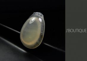 A-Grade Natural Myanmar Icy Transparent Jadeite Jade Goodluck Melon Pendant / Handstone