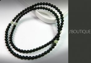 A-Grade Natural Myanmar Deep Green Jadeite Jade Beads, and Icy Pale Green Jadeite Jade Necklace