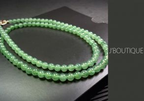 A-Grade Natural Myanmar Icy Pale Bright Green Jadeite Jade Beads Necklace