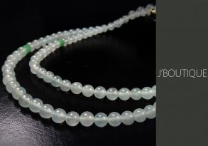 A-Grade Natural Myanmar Icy White Jadeite Jade Beads Necklace