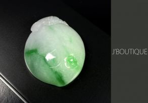 A-Grade Natural Myanmar Pale Green, White and Deep Green Jadeite Jade Goodluck Peach Ornament / Handstone