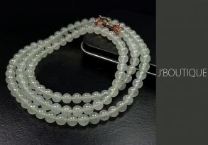 A-Grade Natural Myanmar Icy Transparent Jadeite Jade Beads Necklace