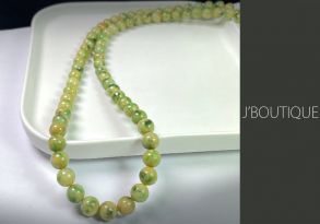 A-Grade Natural Myanmar Yellow and Deep Green Jadeite Jade Beads Necklace