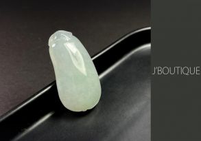 A-Grade Natural Myanmar Icy Pale Blue Green Jadeite Jade Good Luck Melon Pendant / Handstone